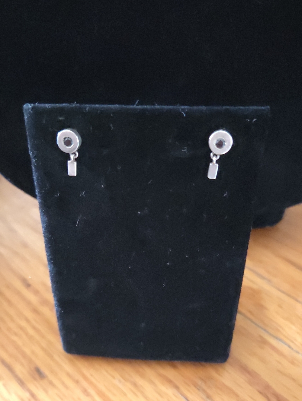 Canadian Made Sterling Silver & Black Cz Minimalist Circle Dangle Stud Earrings